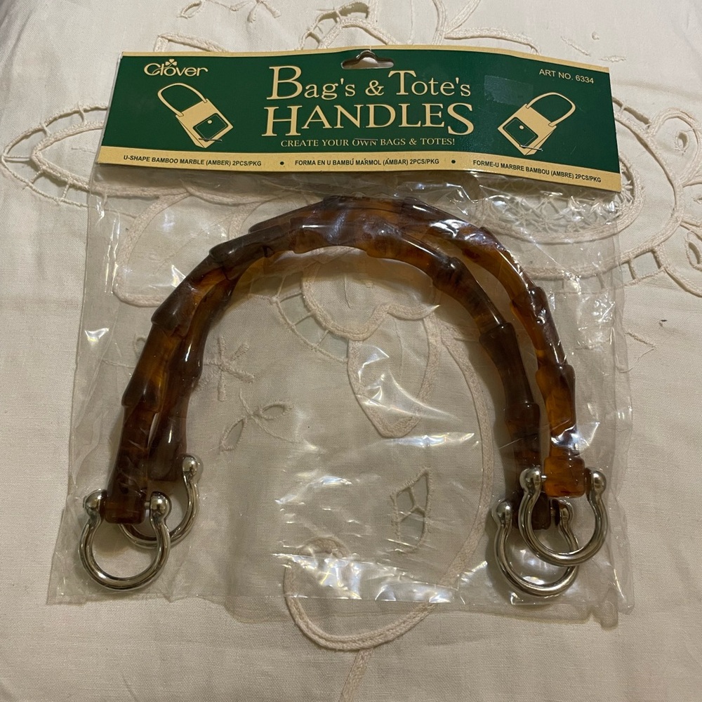 Bag’s & Tote’s Handles 2 U Shape Bamboo Marble Amber  New